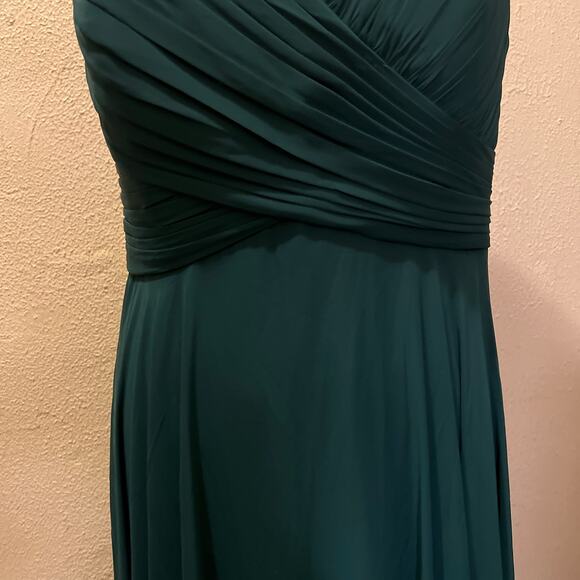 Dessy Collection Off-the Shoulder Draped Chiffon Maxi Dress Hunter Green Size 16 - Picture 7 of 16